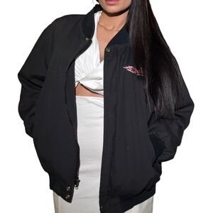 Vintage Team Simpson Racing Black Puffer Jacket – Red Lined Snap Front